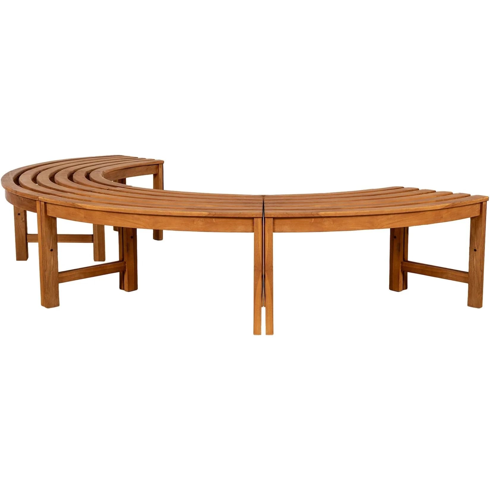 CLP Baumbank Male halbrund ohne Rückenlehne 250 cm Teakholz