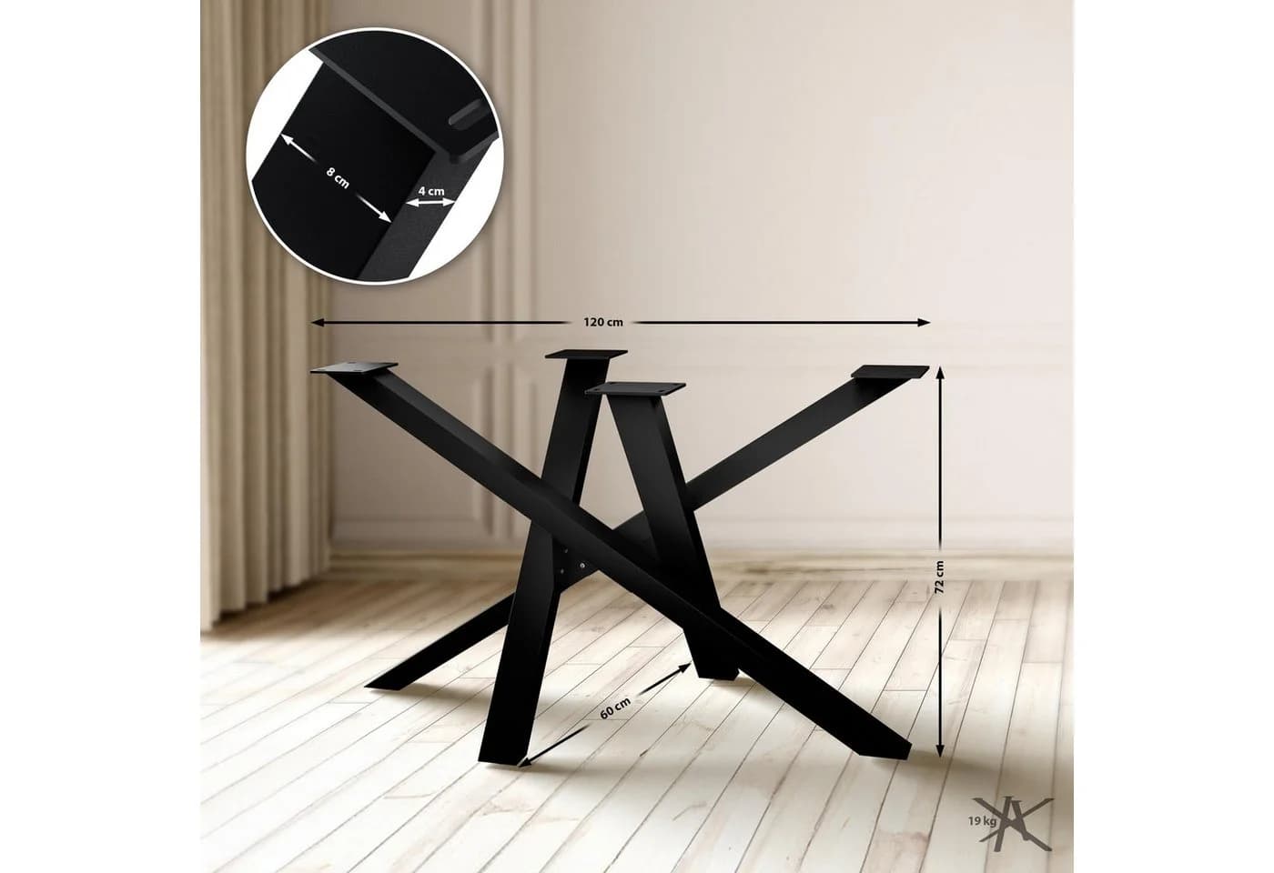 CLP Tischbeine Metall schwarz Finney, Tischgestell aus pulverbeschichtetem Stahl, Höhe 72 cm - Bild 2