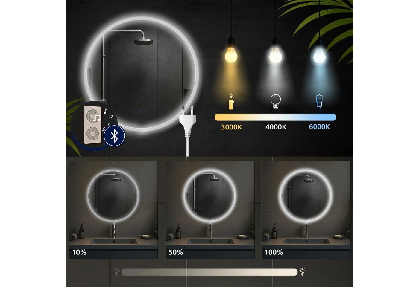CLP Badspiegel Laconia mit Bluetooth-Lautsprecher, LED-Beleuchtung, Anti-Beschlag - Bild 5