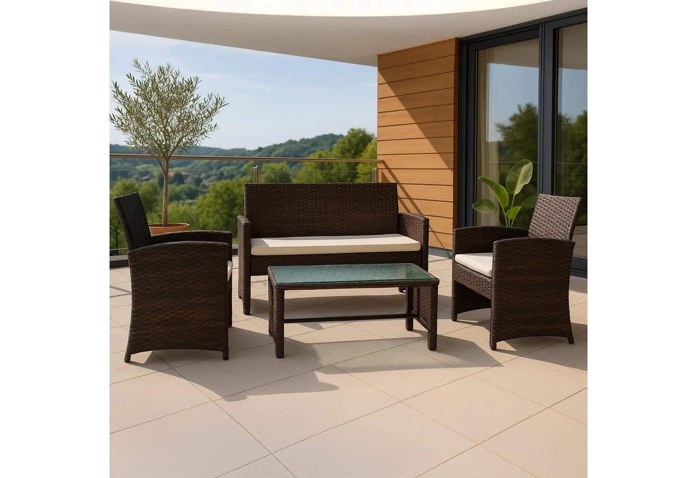 CLP Polyrattan Sitzgruppe Toruba, Lounge-Set Outdoor Wetterfest PE-Rattan - Bild 4