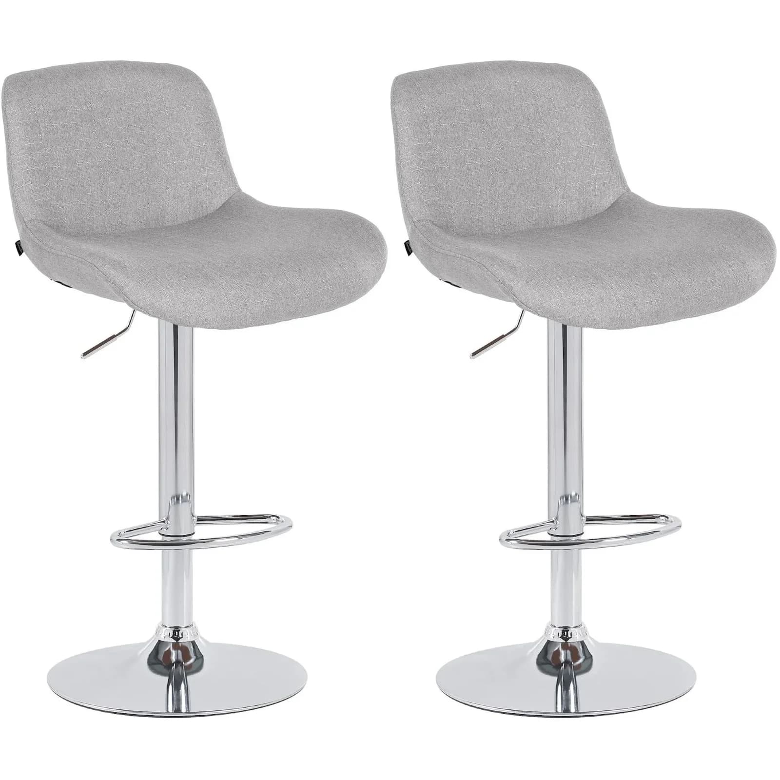 CLP 2er Set Barhocker Solon Chrom Höhenverstellbar mit Rückenlehne