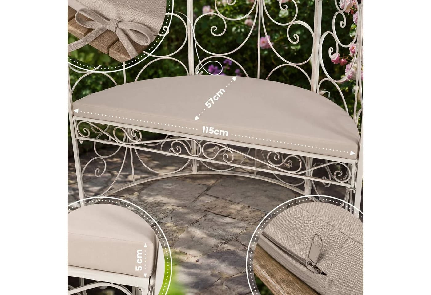 CLP Dekokissen Rosie Halbrund Bankauflage Beige