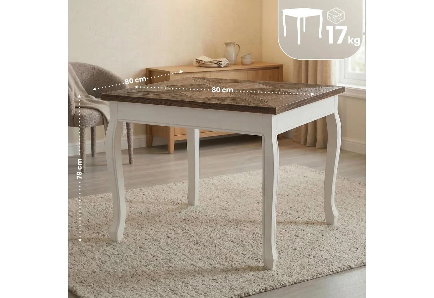 CLP Esstisch Lindon Shabby Chic massiv Ulmenholz