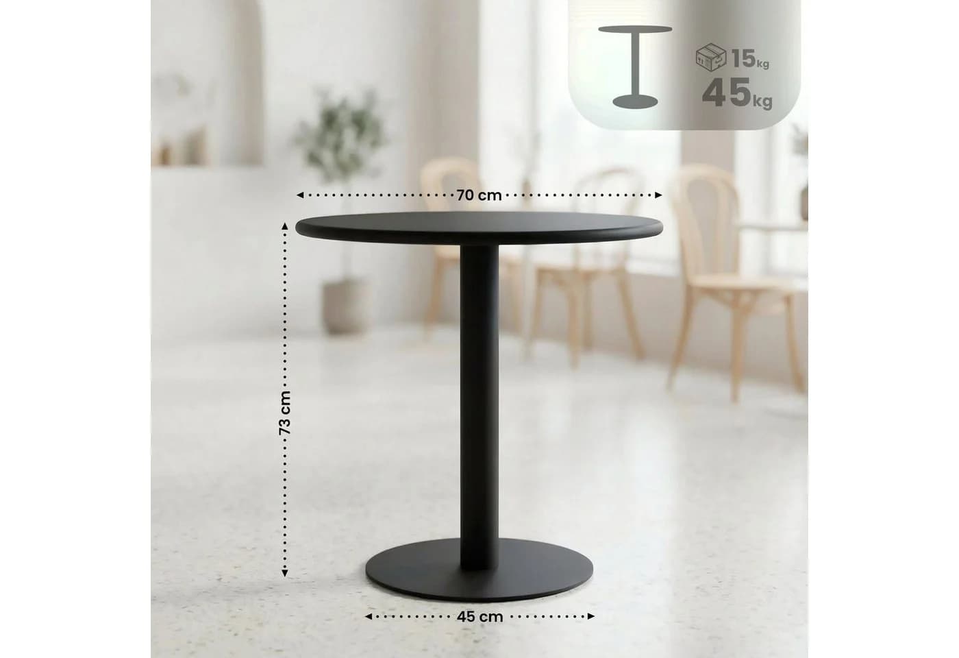 CLP Esstisch Jarla rund 70 cm schwarz modern