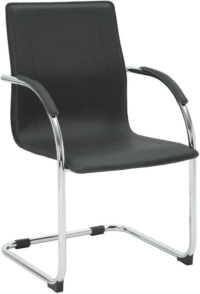CLP Besucherstuhl Noeleen Schwarz PVC-Leder mit Armlehnen - Bild 2