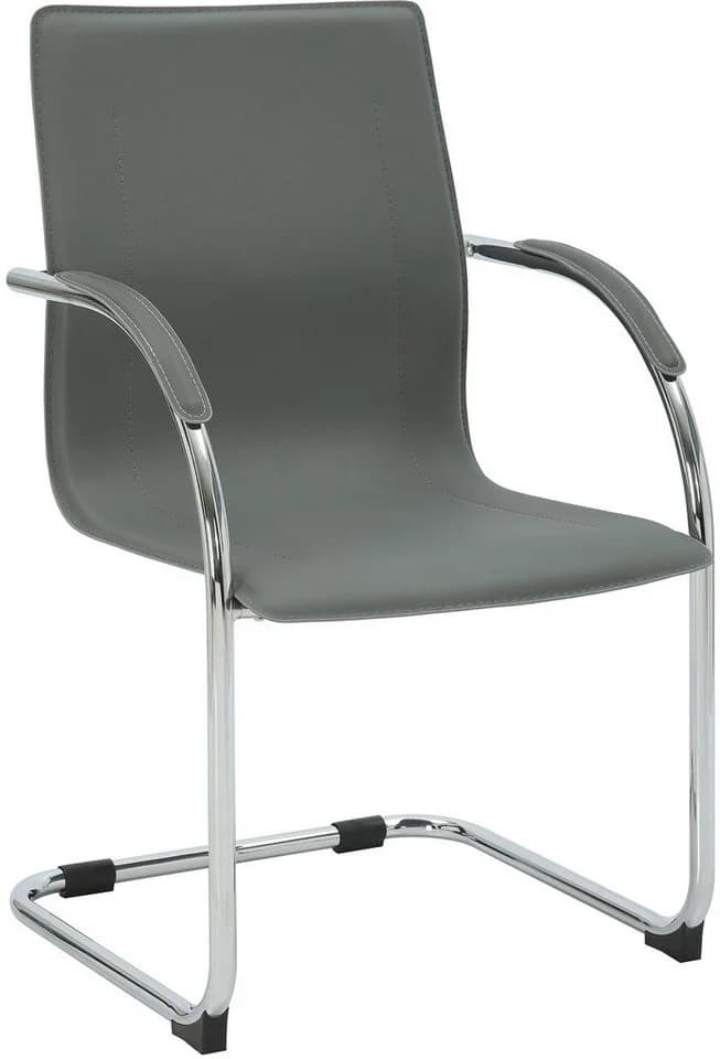 CLP Besucherstuhl Noeleen Grau PVC-Leder mit Armlehnen - Bild 2