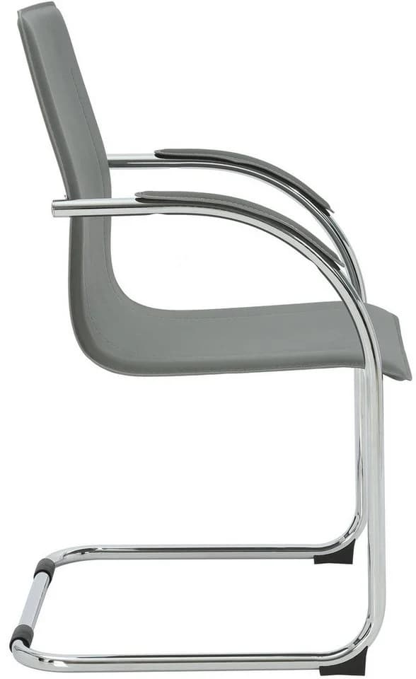 CLP Besucherstuhl Noeleen Grau PVC-Leder mit Armlehnen - Bild 5