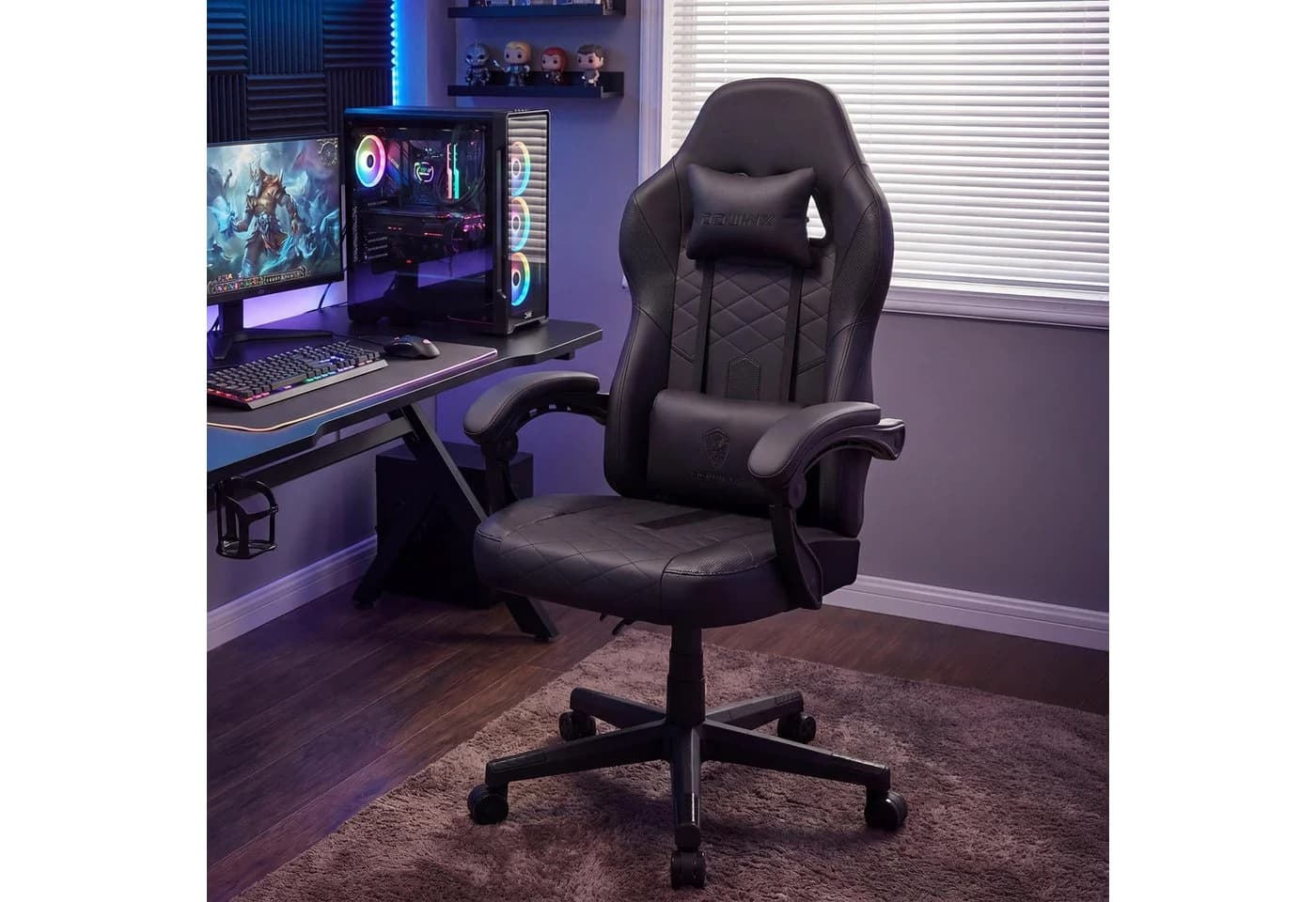 CLP Gaming Chair Racing Collins Kunstleder Schwarz Massagefunktion - Bild 3