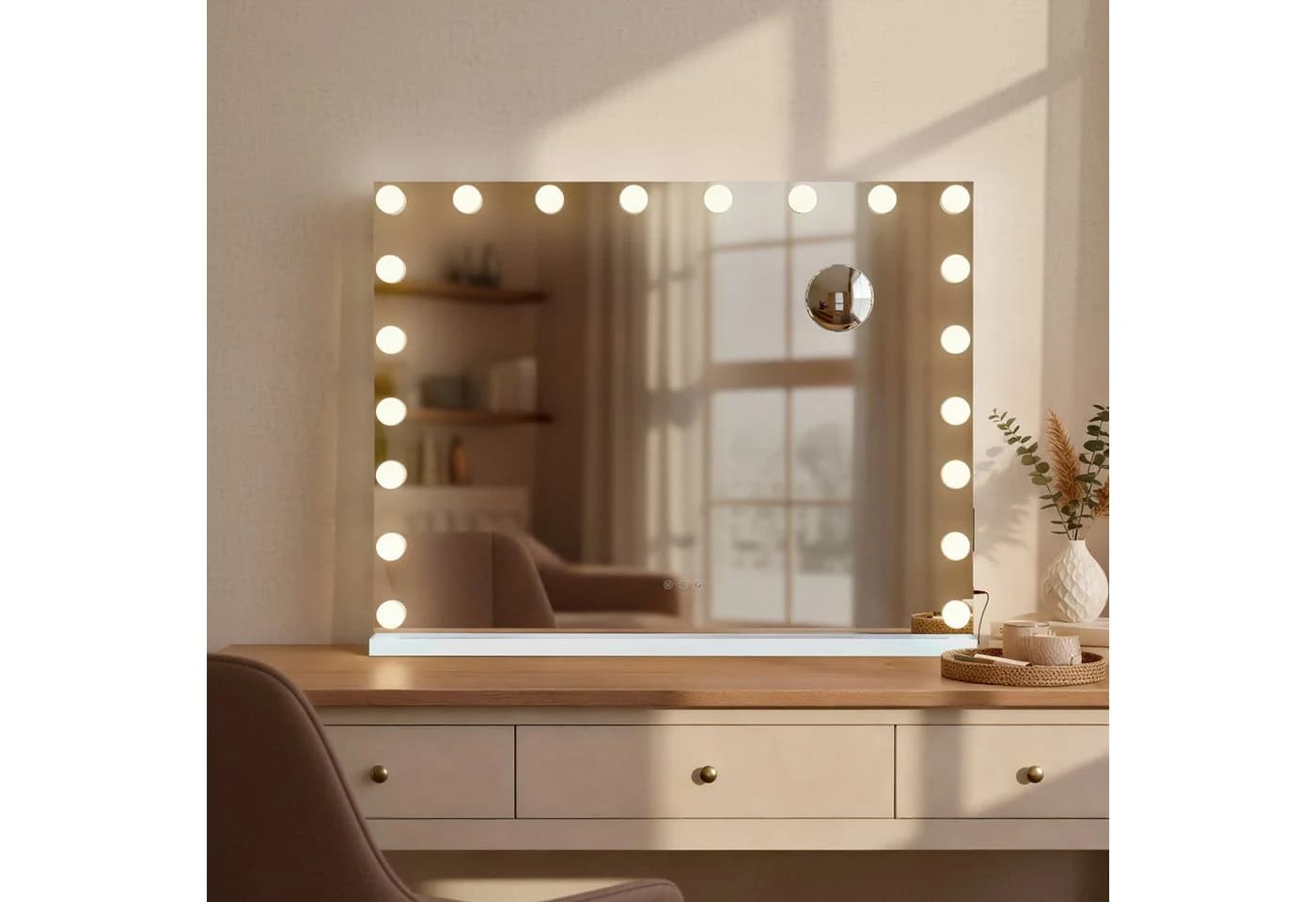 CLP Schminkspiegel Norlina mit LED, USB-Ports & 10-fach Vergrößerung - Bild 2