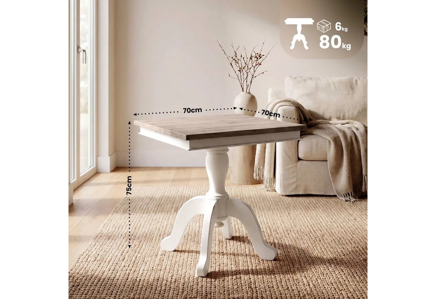 CLP Beistelltisch Lorne Shabby Chic weiß Landhausstil
