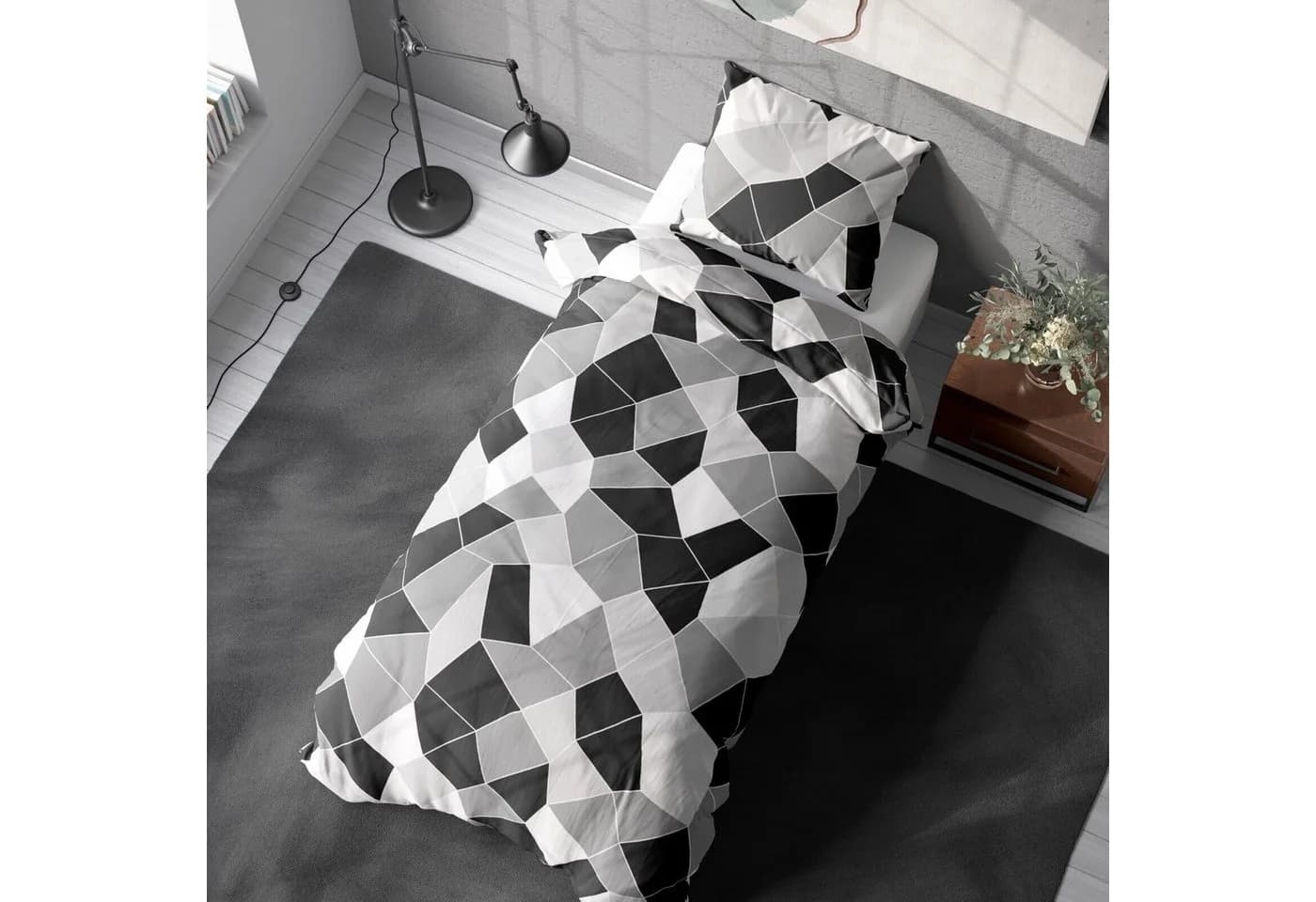 Visaggio Bettwäsche Mosaic Grau Microfaser 2-teilig