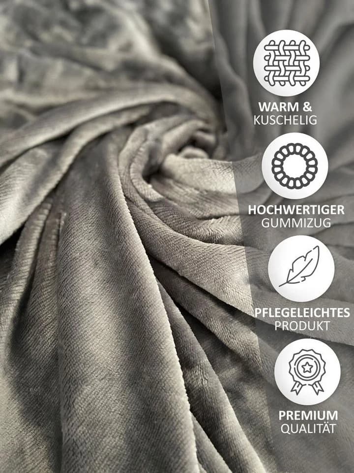 Visaggio Spannbettlaken Winter Teddy Plüsch Cashmere Touch Grau - Bild 3