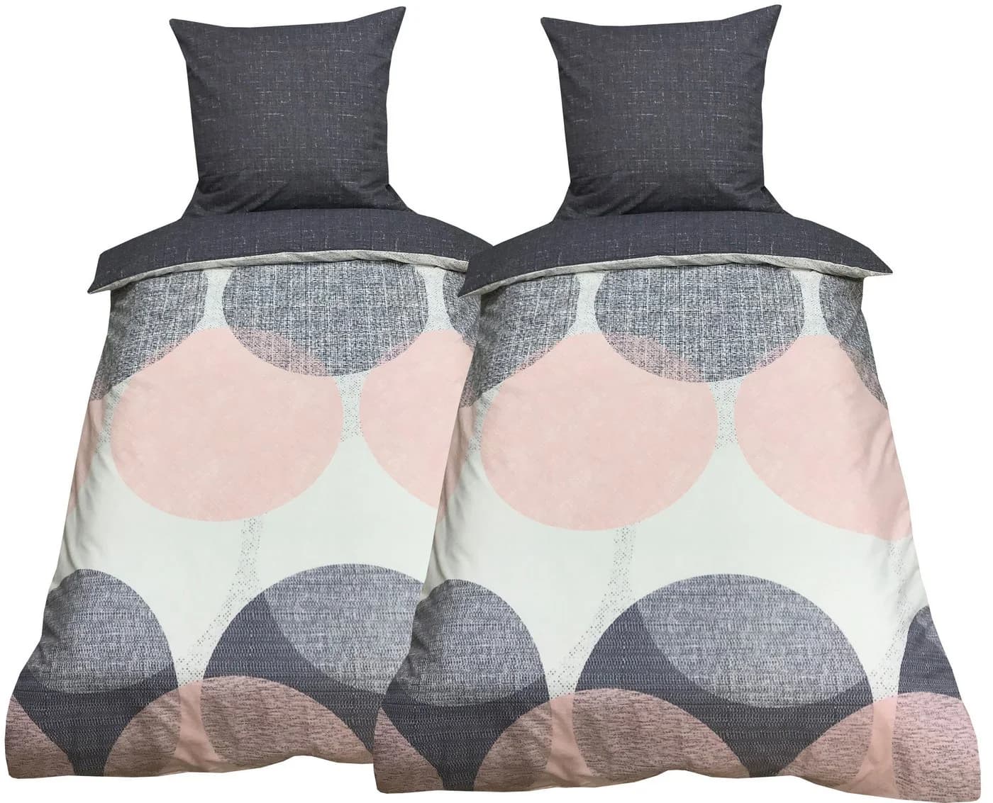 Visaggio Wendebettwäsche 4-teilig 100% Baumwolle Grau Rosa