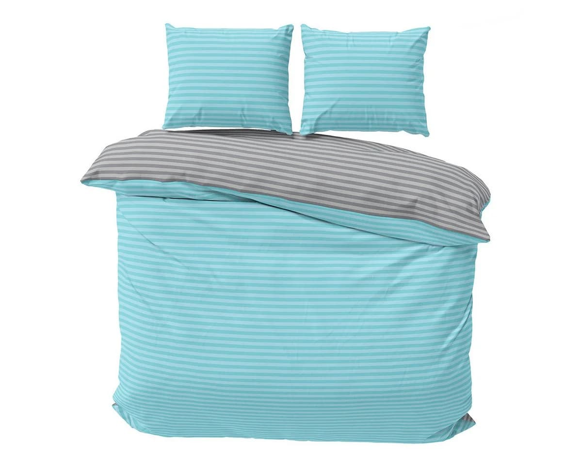 Visaggio Wendebettwäsche Baumwolle Polyester Gestreift Grau Blau Lila Rosa - Bild 2