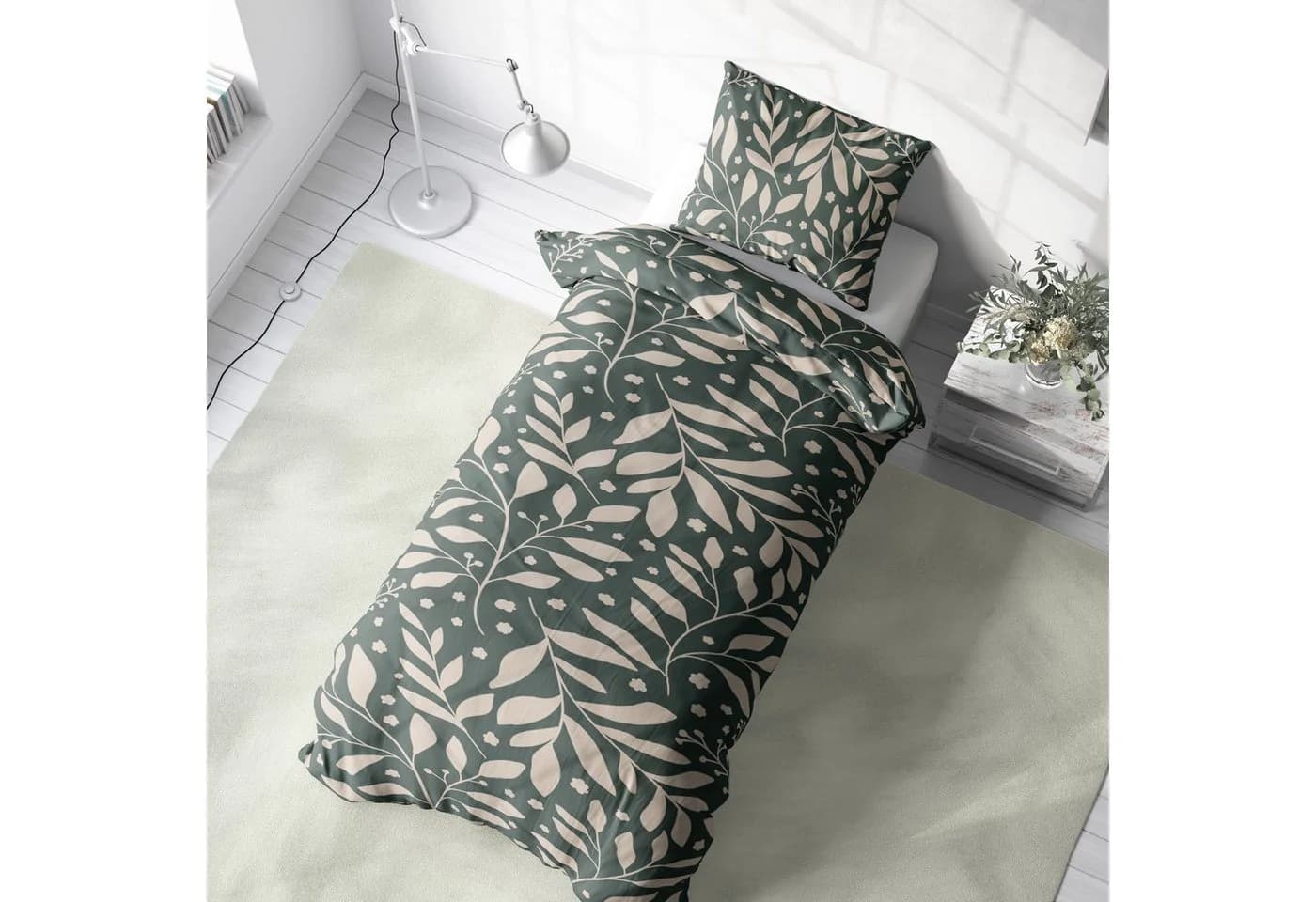 Visaggio Bettwäsche Jersey 4-teilig Baumwolle Floral Grün Beige - Bild 3