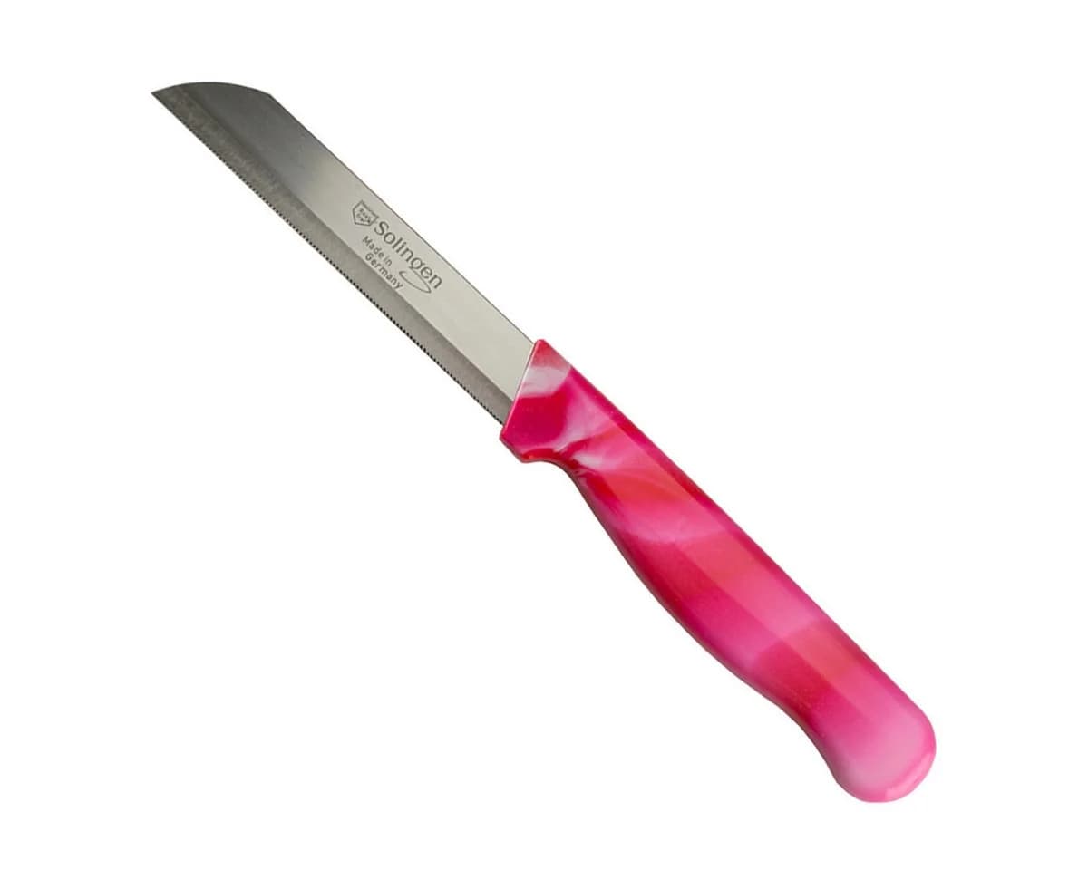 Visaggio Obstmesser Solingen Wellenschliff Marmor Optik Edelstahl Rot
