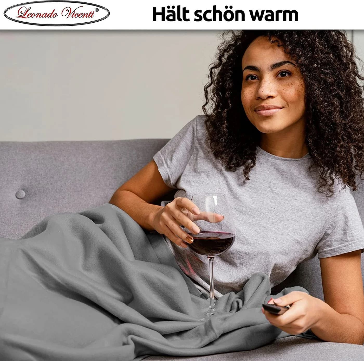 Visaggio Kuscheldecke Grau Polyester Flauschig - Bild 3