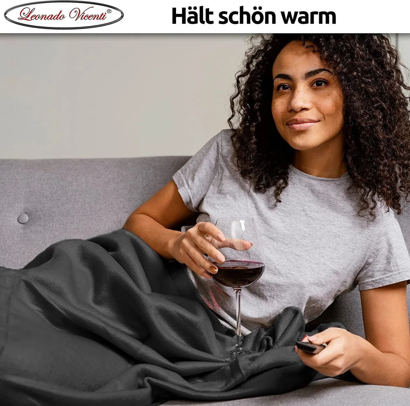 Visaggio Kuscheldecke Schwarz Fleece Sofadecke - Bild 3