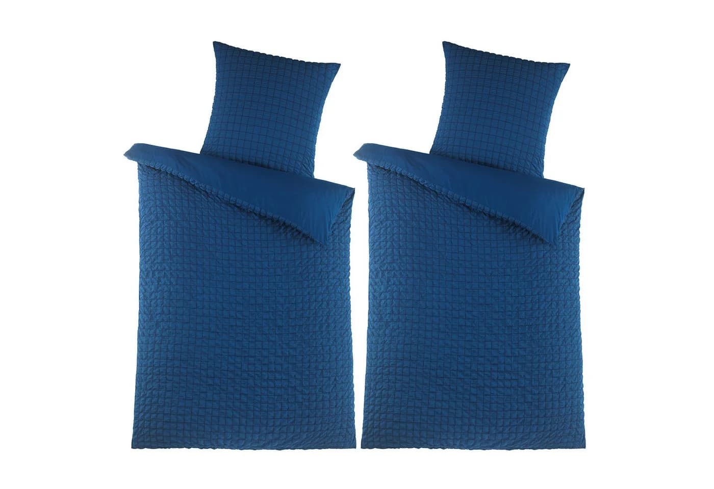 Visaggio Seersucker Bettwäsche Set 4-teilig Blau Gestreift - Bild 2