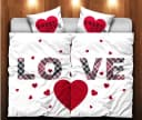 Visaggio Partnerbettwäsche Mikrofaser 4-teilig mit LOVE-Schriftzug und Herzen Bild 1