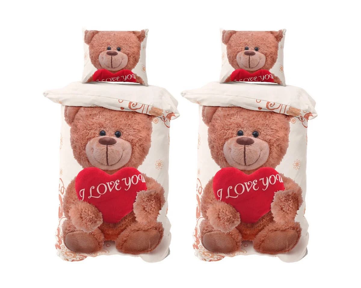 Visaggio Winter Fleece Bettwäsche Teddy Bär Partnerbettwäsche - Bild 2