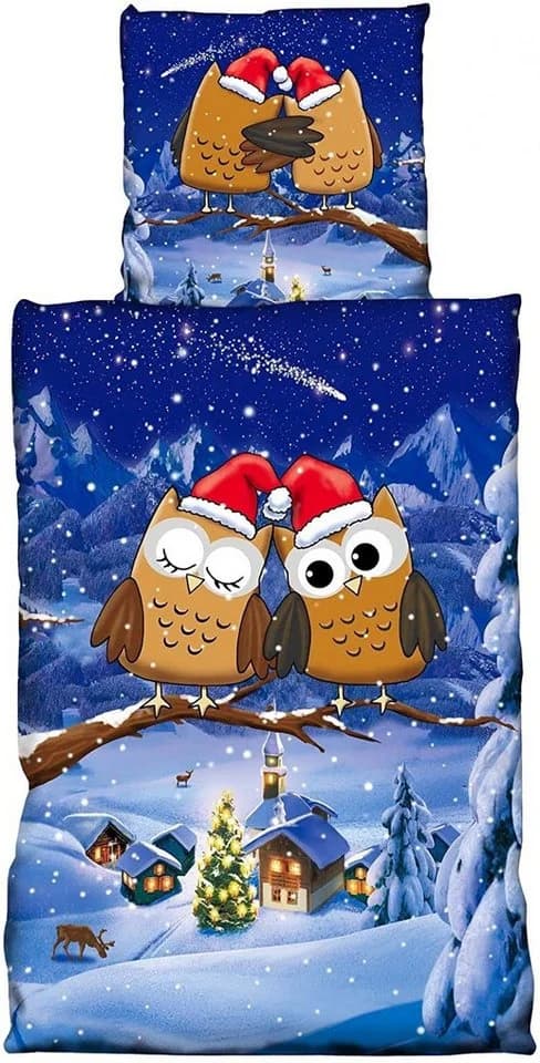 Visaggio Winter Fleece Bettwäsche 4-teilig Eulenpaar