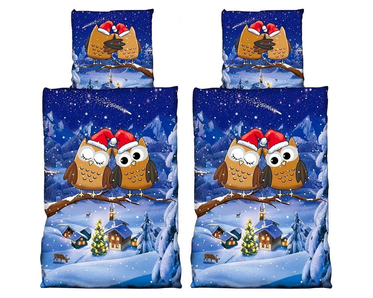 Visaggio Winter Fleece Bettwäsche 4-teilig Eulenpaar - Bild 2