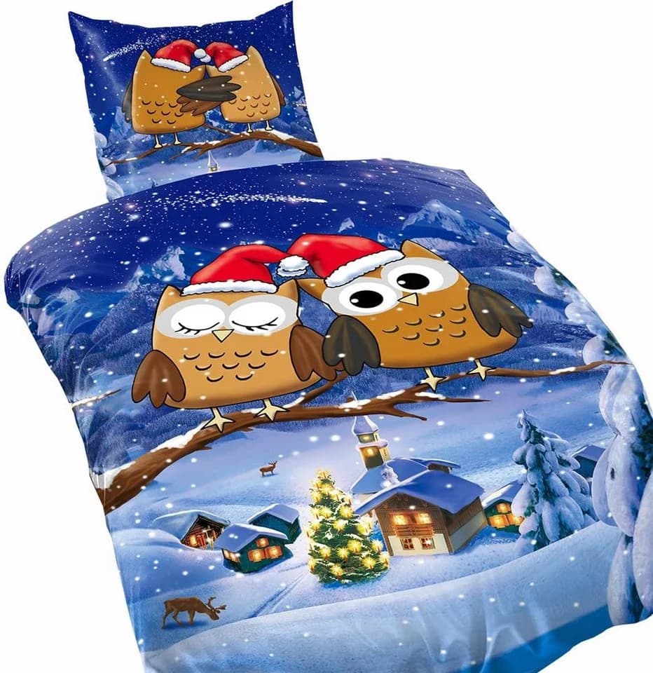 Visaggio Winter Fleece Bettwäsche 4-teilig Eulenpaar - Bild 3