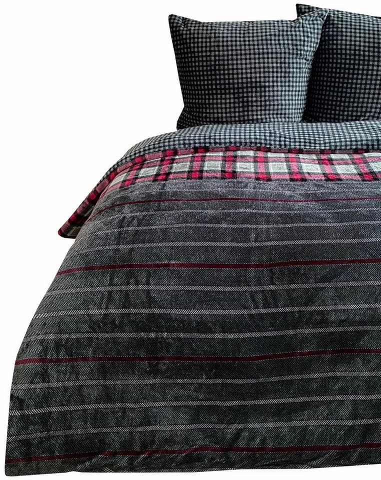 Visaggio Winter Teddy Plüsch Bettwäsche Flauschig Warm Fleece 2-Teilig Cashmere Touch Gestreift - Bild 2