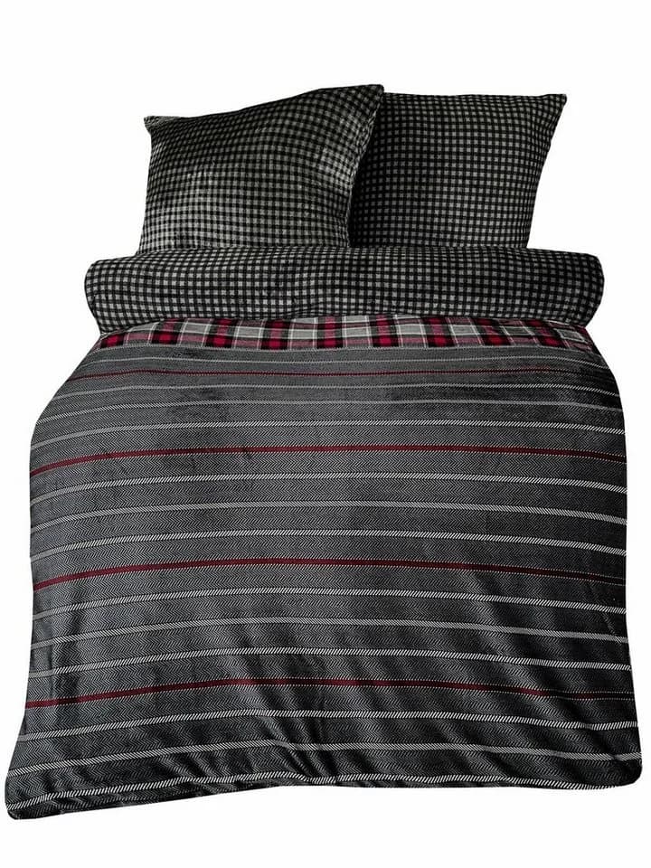 Visaggio Winter Teddy Plüsch Bettwäsche Flauschig Warm Fleece 2-Teilig Cashmere Touch Gestreift - Bild 3
