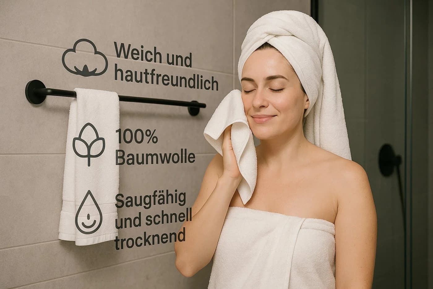 Visaggio Duschtücher Luxuriöse Handtücher aus 100% Baumwolle, Frottier, einfarbig - Bild 4