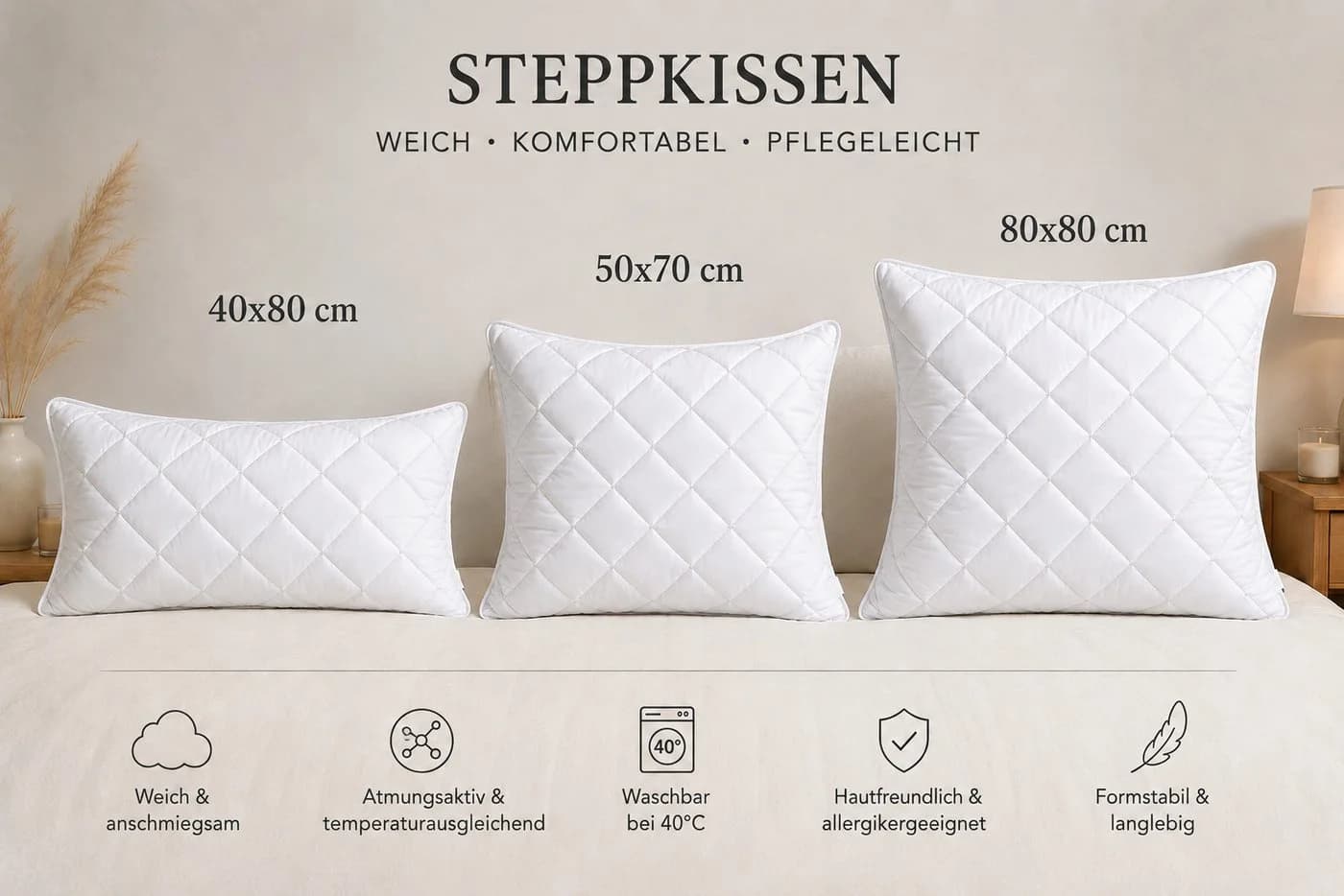 Visaggio Kopfkissen Microfaser Kissen Formstabil