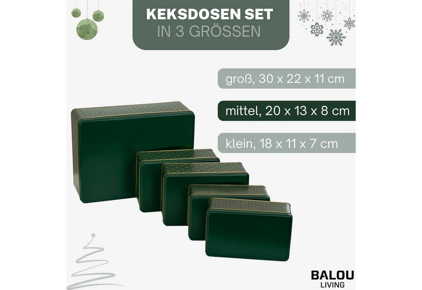 bonsport Keksdosen 5er-Set Metall Grün - Bild 4