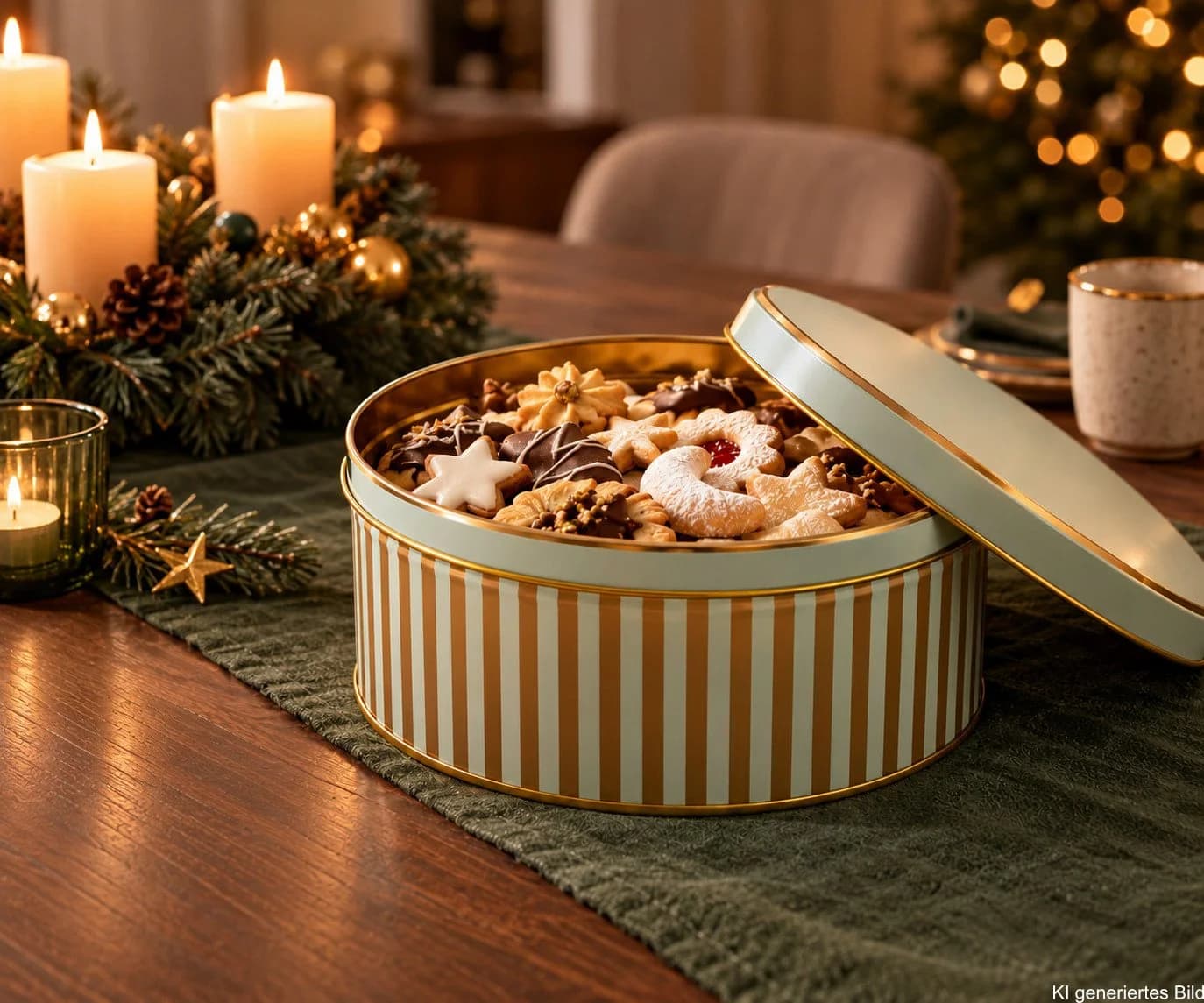 BALOU Living Keksdose 3er Set Weihnachten Metall gold/grün - Bild 3