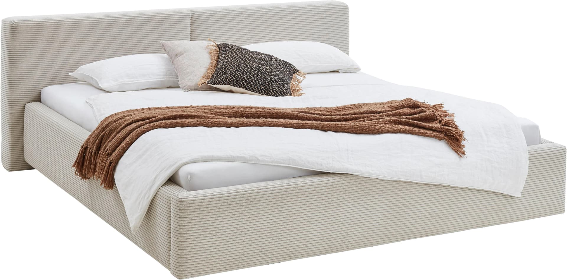 MEISE.MÖBEL Polsterbett Cube mit Bettkasten und Matratzen beige