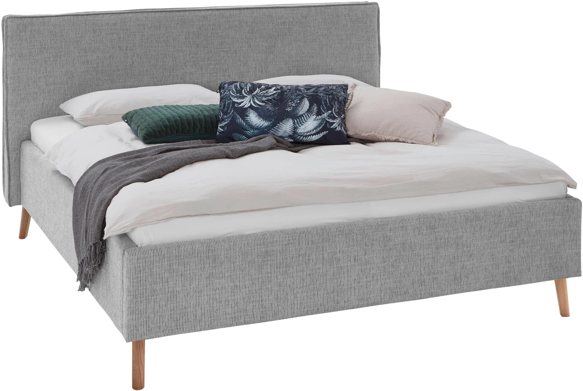 MEISE.MÖBEL Polsterbett Riva Beige mit Massivholzfüßen
