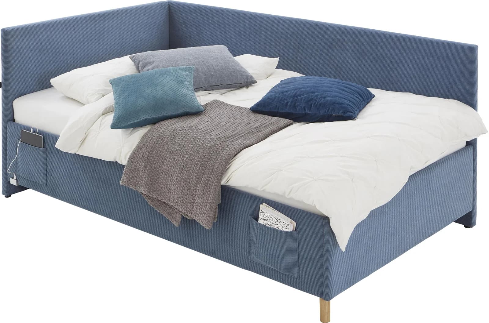 Stylife Polsterliege Blau Textil Eukalyptusholz - Bild 2