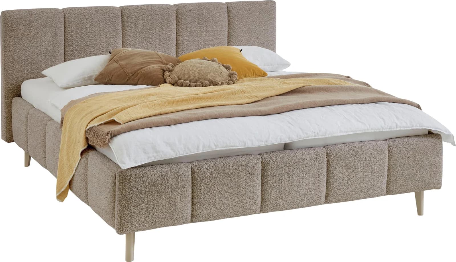 Meise Möbel Polsterbett ALVA Cappuccino mit Holzfüßen