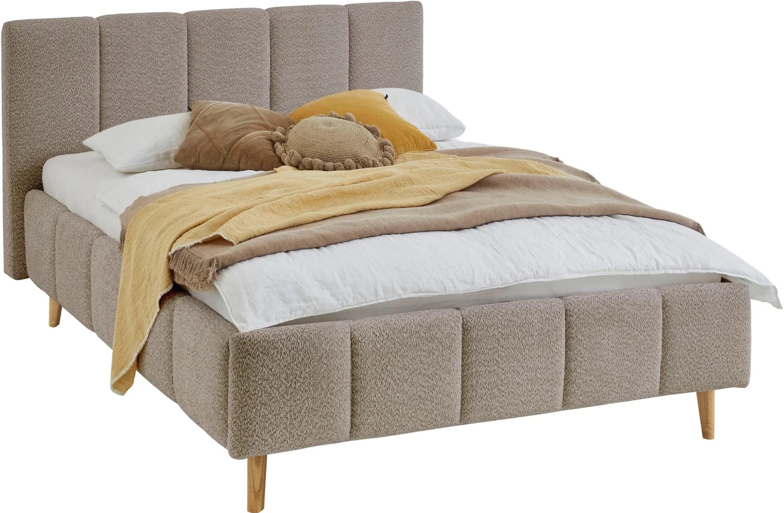 Meise Möbel Polsterbett ALVA mit Bettkasten und Lattenrost beige