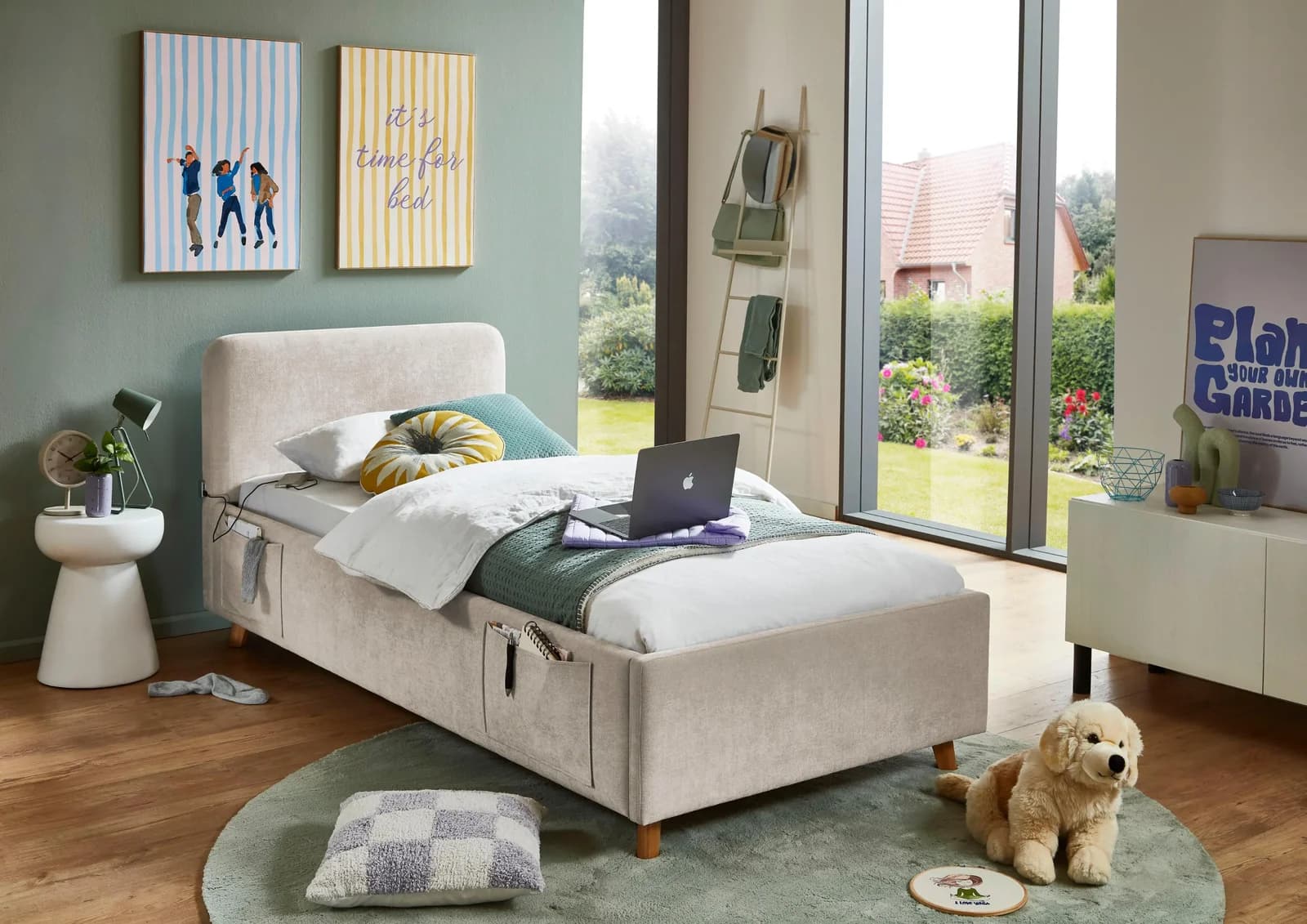 Meise Möbel Kinderbett Cosy Beige mit USB-Anschluss & Bettkasten