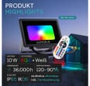LUXULA LED Wandstrahler RGB Farbwechsel Fluter 10W mit Fernbedienung Bild 1