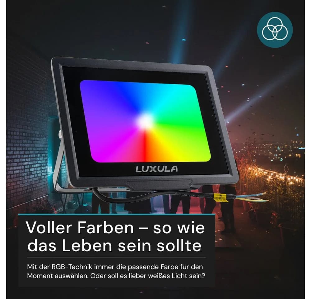 LUXULA RGB LED-Fluter LX400183 50W IP65 Schwarz mit Fernbedienung - Bild 3