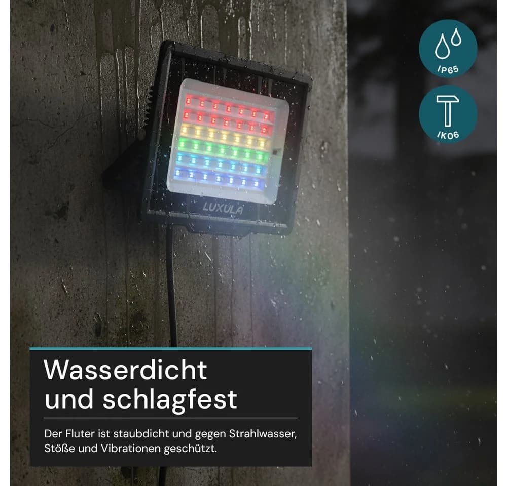 LUXULA RGB LED-Fluter LX400184 100W IP65 Schwarz mit Fernbedienung - Bild 5