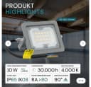 LUXULA LED Flutlichtstrahler 10 W 4000 K Neutralweiß Grau Bild 1