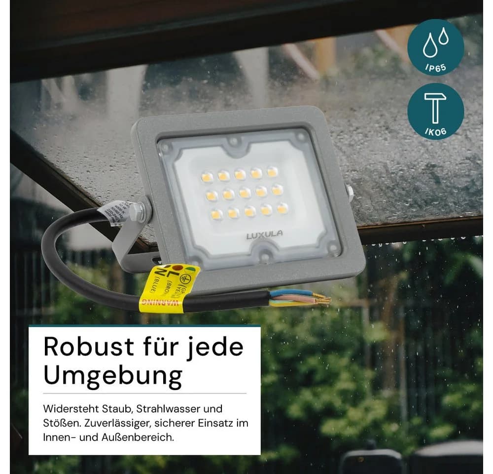 LUXULA LED Flutlichtstrahler 10 W 4000 K Neutralweiß Grau - Bild 3