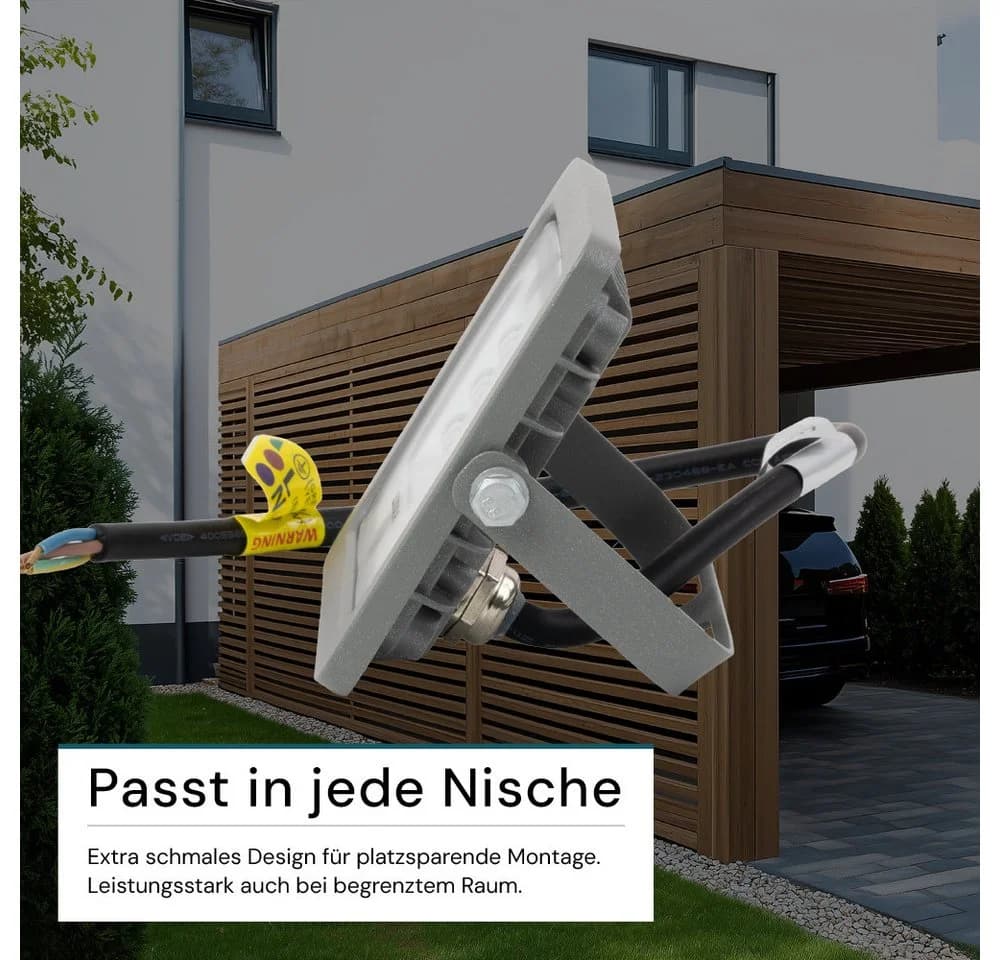 LUXULA LED Flutlichtstrahler 10 W 4000 K Neutralweiß Grau - Bild 5