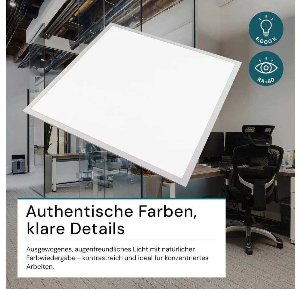 LUXULA LED Panel 62x62 cm Einbauleuchte Kaltweiß BackLit - Bild 3