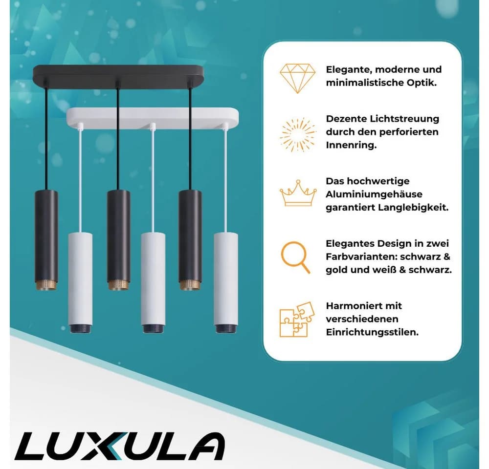 LUXULA LED Pendelleuchte 3-fach Weiß Aluminium - Bild 3