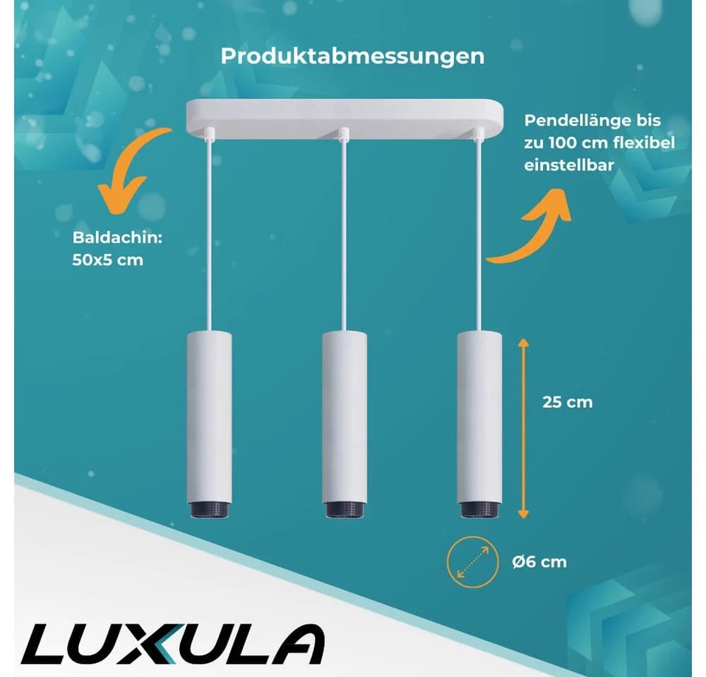 LUXULA LED Pendelleuchte 3-fach Weiß Aluminium - Bild 5