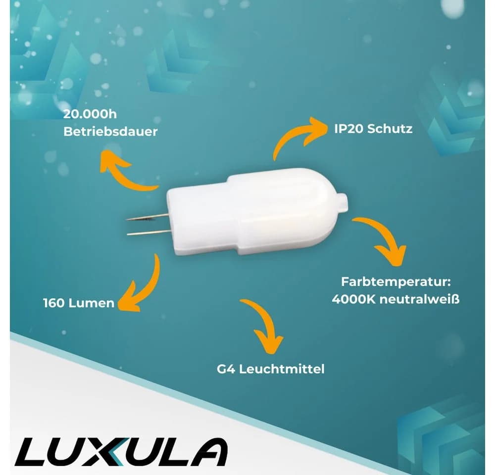LUXULA LED-Leuchtmittel G4 2 W 4000 K Neutralweiß